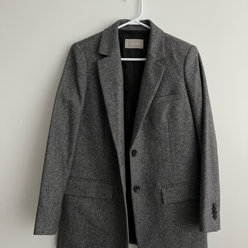 Brand New Women’s Everlane The Oversized Wool Blazer Grey Herringbone Size 4